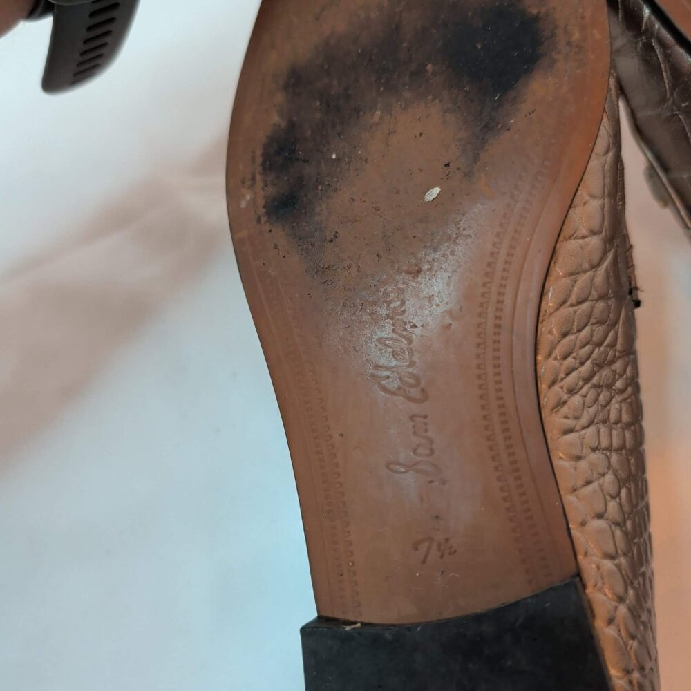 Sam Edelman Bronze Croc Embossed Loraine Leather Loafers - Picture 10 of 10